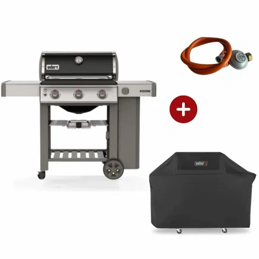 Starter Pack Weber - Gratar pe gaz Genesis II E-310 Negru + Regulator