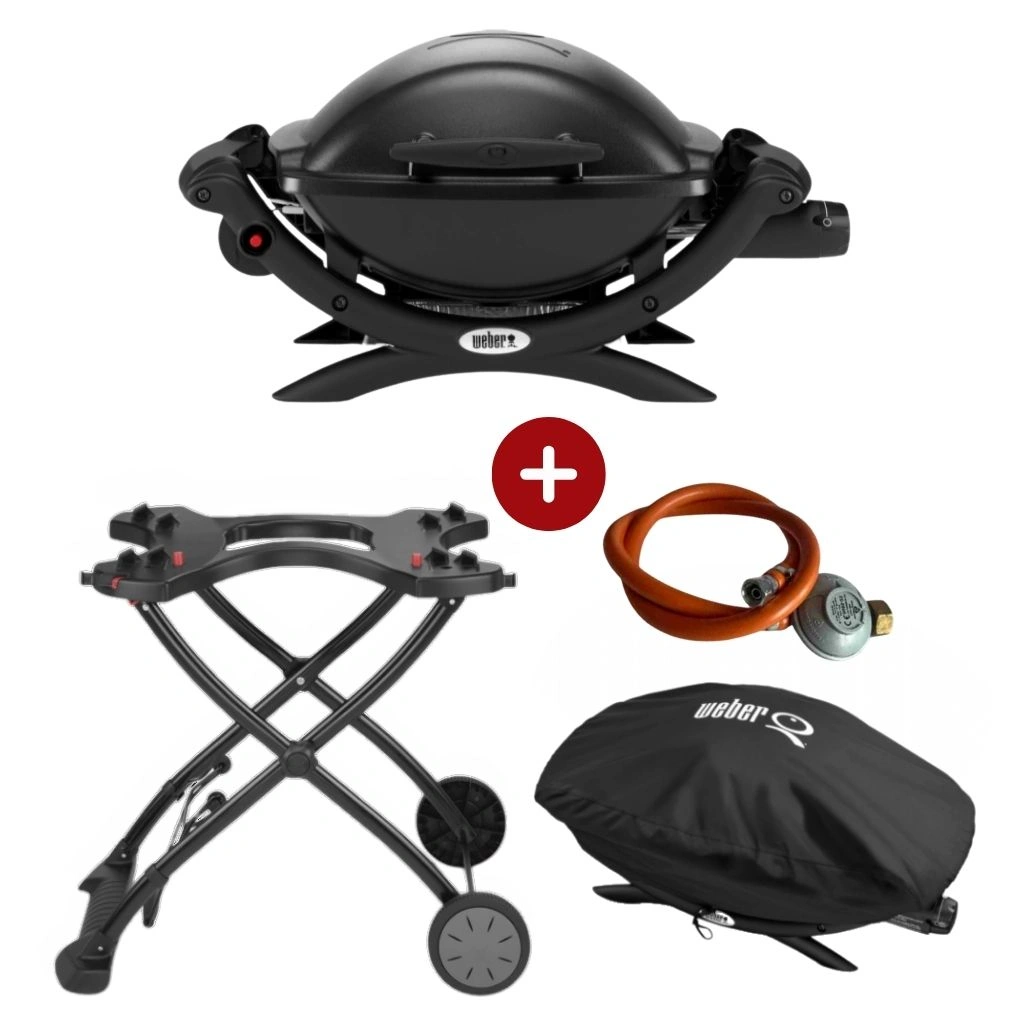 Set Gratar pe gaz Weber Q1000 - Negru + husa mica + suport cu roti (1).jpg