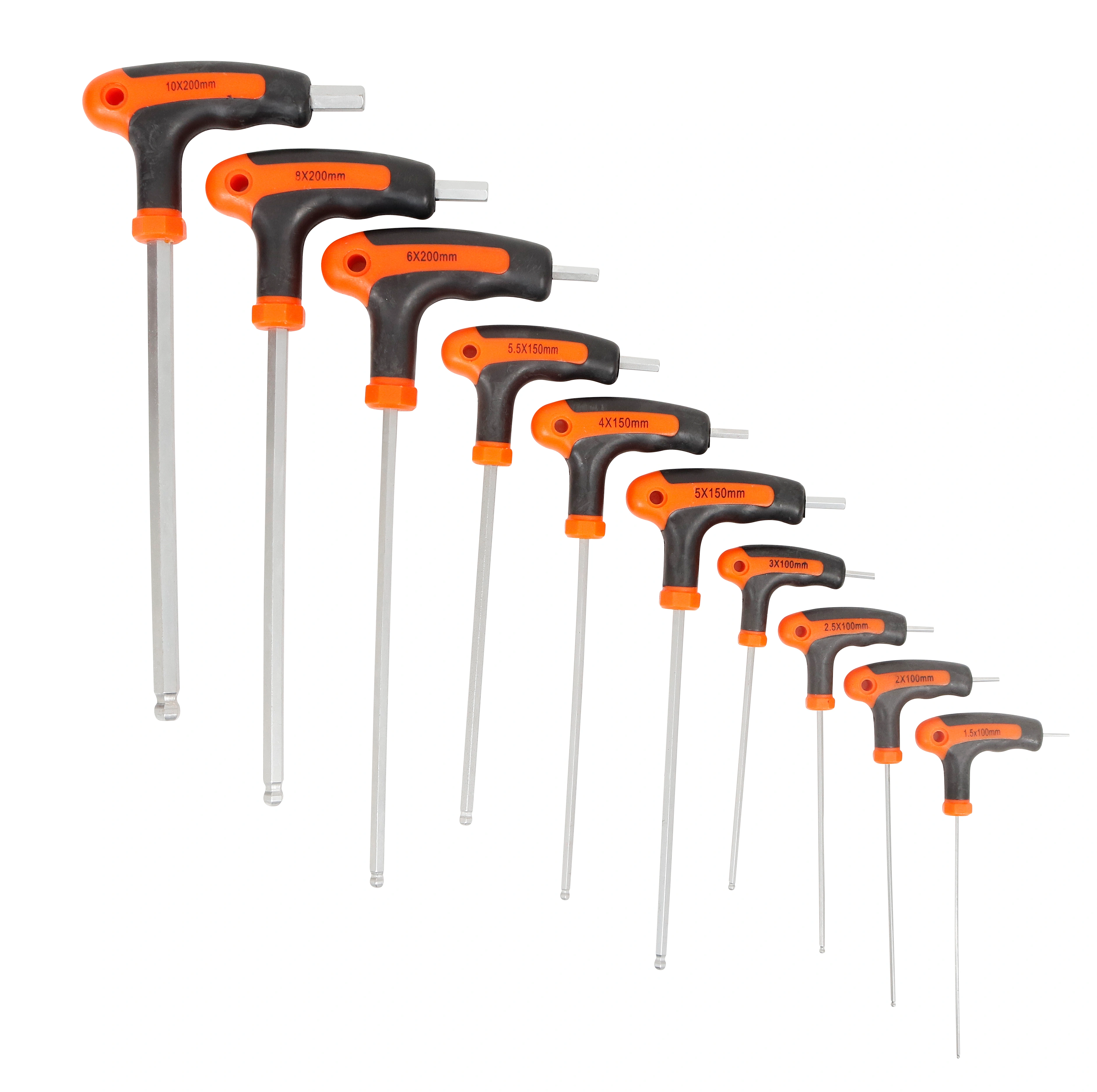 Set chei imbus hexagonale cu maner T, 10 bucati, 1.5-10 mm