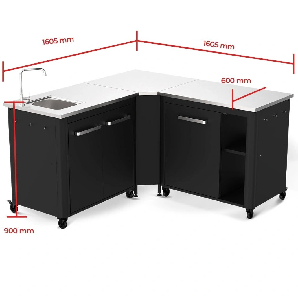 Pachet Bucatarie exterioara Cozze cu blat si chiuveta inox, modul de colt si masa inox.jpg