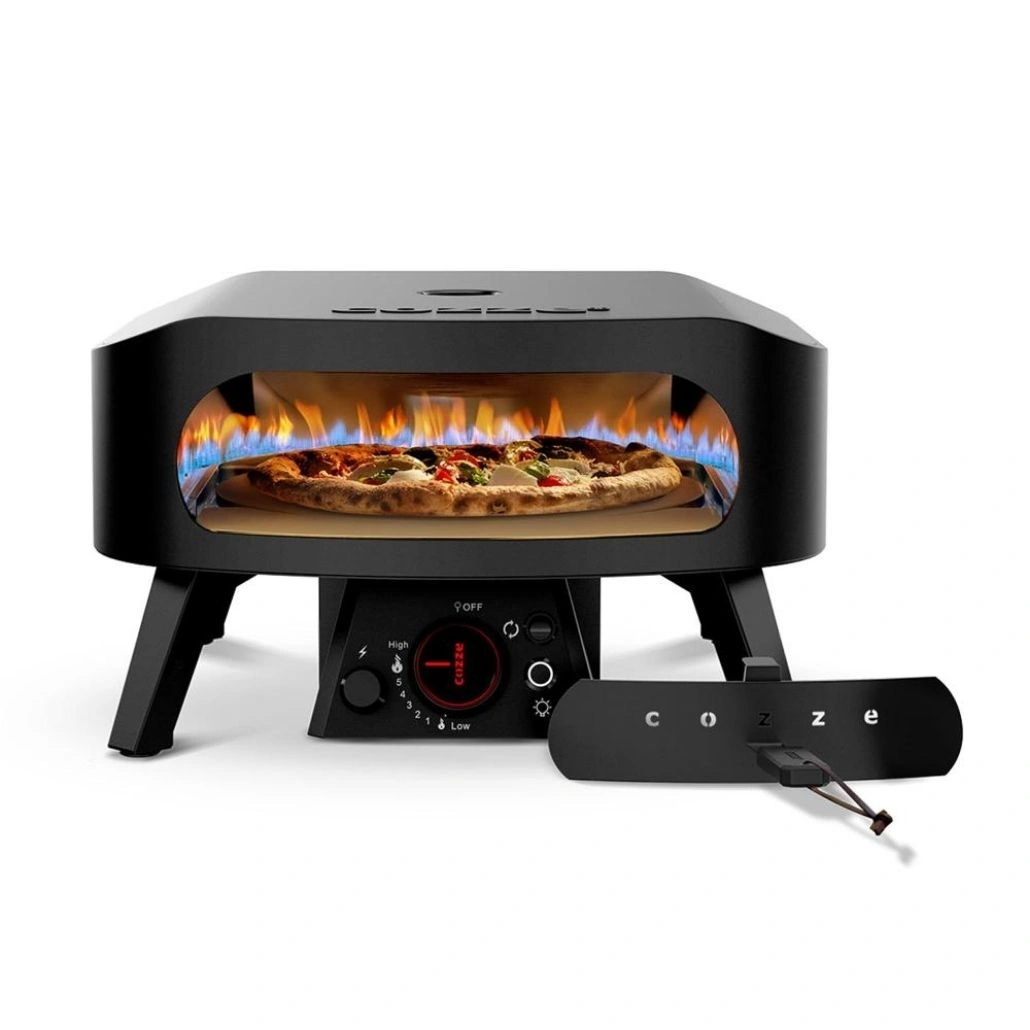 Cuptor pizza pe gaz 34 cm Cozze 13 Negru cu piatra rotativa + Regulator gaz.jpg