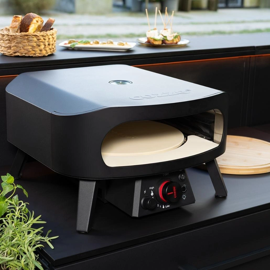 Cuptor pizza pe gaz 34 cm Cozze 13 Negru cu piatra rotativa + Regulator gaz (3).jpg