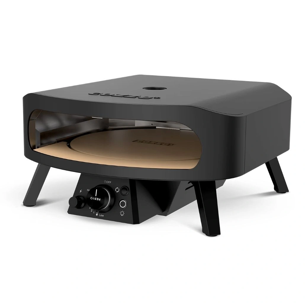 Cuptor pizza pe gaz 43 cm Cozze 17 Negru cu piatra rotativa + Regulator gaz (4).jpg