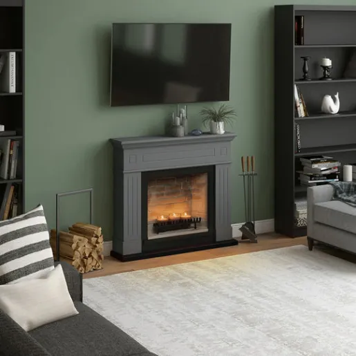 Larsen Solid Grey Semineu cu lumanari ZenFlame