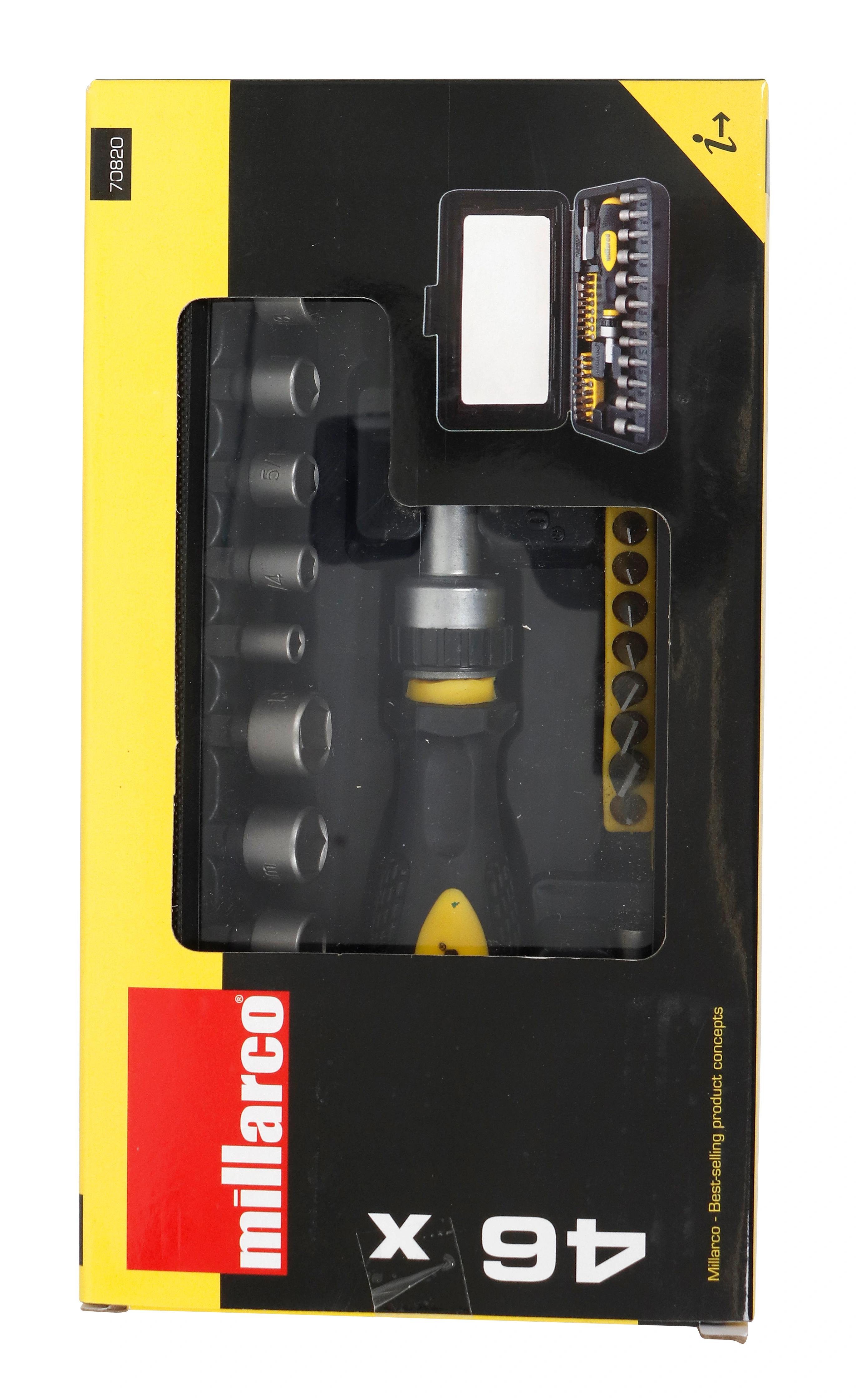 Surubelnita cu clichet MillarcoÂ®, cu biti si capete, 46 piese