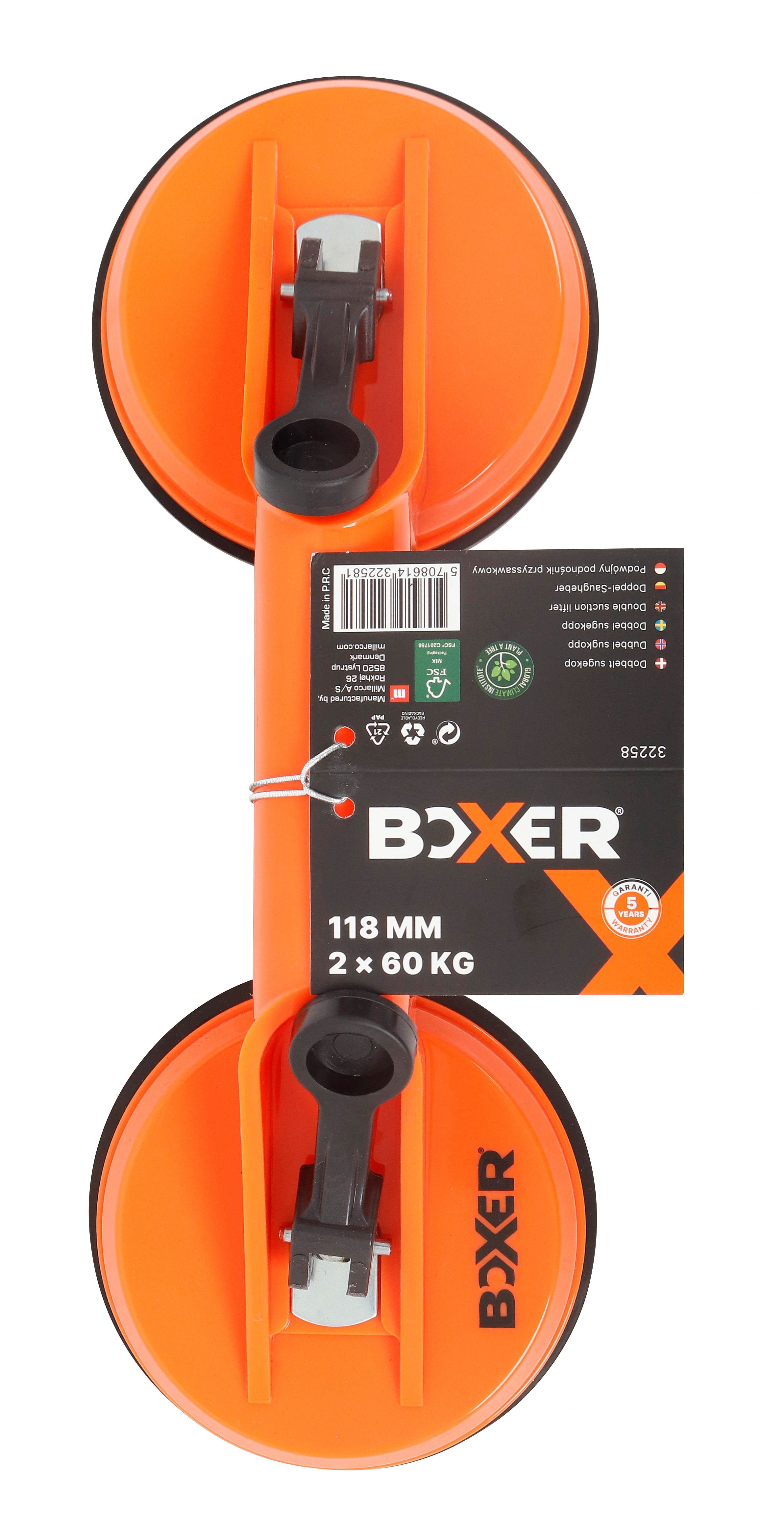 Ventuza dubla, manipulare sticla si placi, 2 x 60 kg