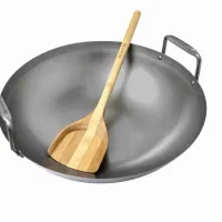 WOK otel carbon cu spatula de bambus