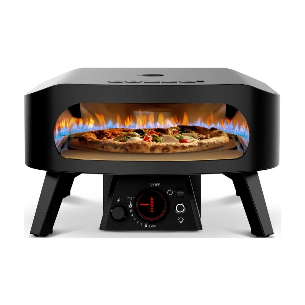 Cuptor pizza pe gaz 34 cm Cozze 13 Negru cu piatra rotativa + Regulator gaz (1).jpg