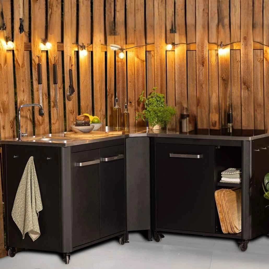 Pachet Bucatarie exterioara Cozze cu blat si chiuveta inox, modul de colt si masa inox (1).jpg