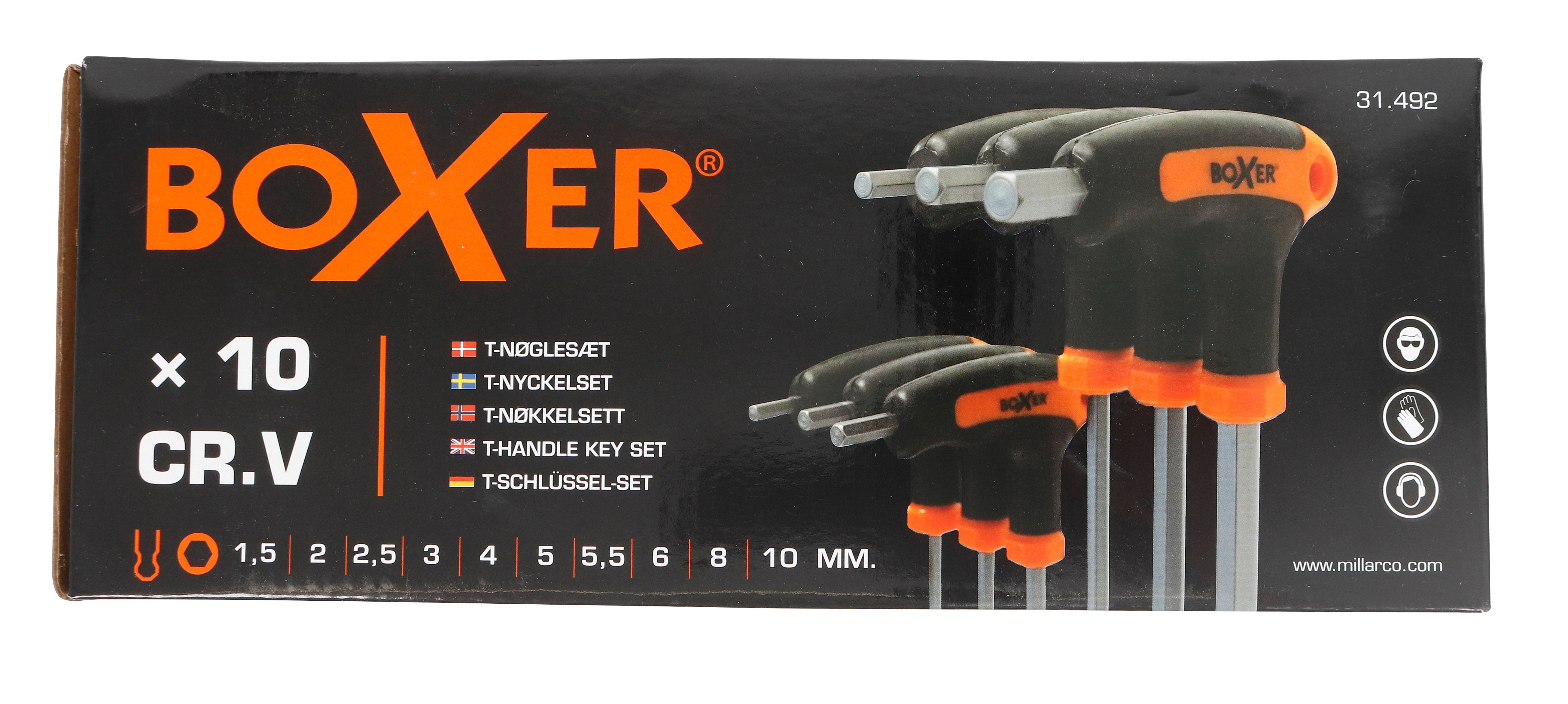 Set chei imbus hexagonale cu maner T, 10 bucati, 1.5-10 mm