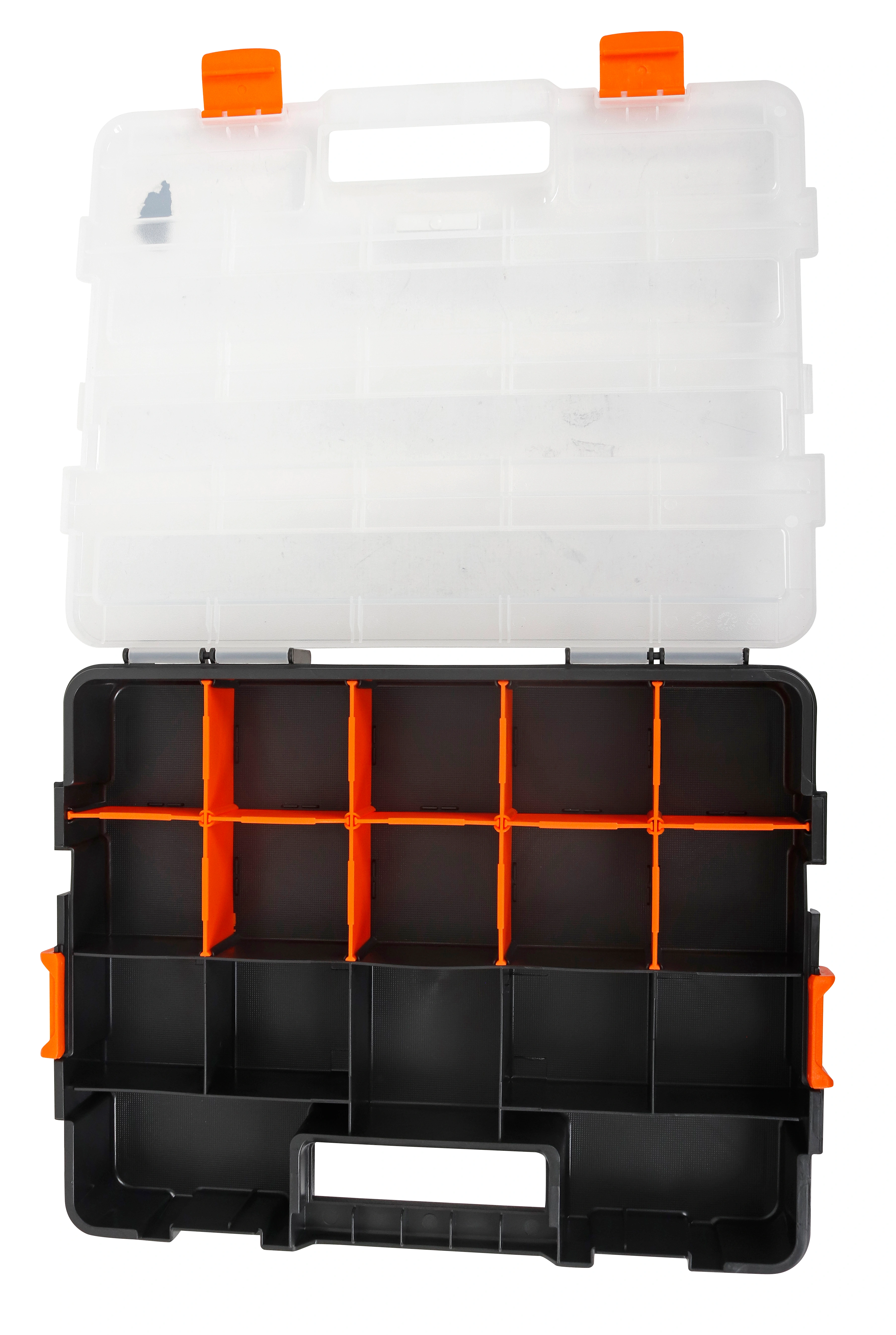 Cutie depozitare si organizare piese mici, cu capac, 15 compartimente,  37.4x 29.4 x 6.6 cm