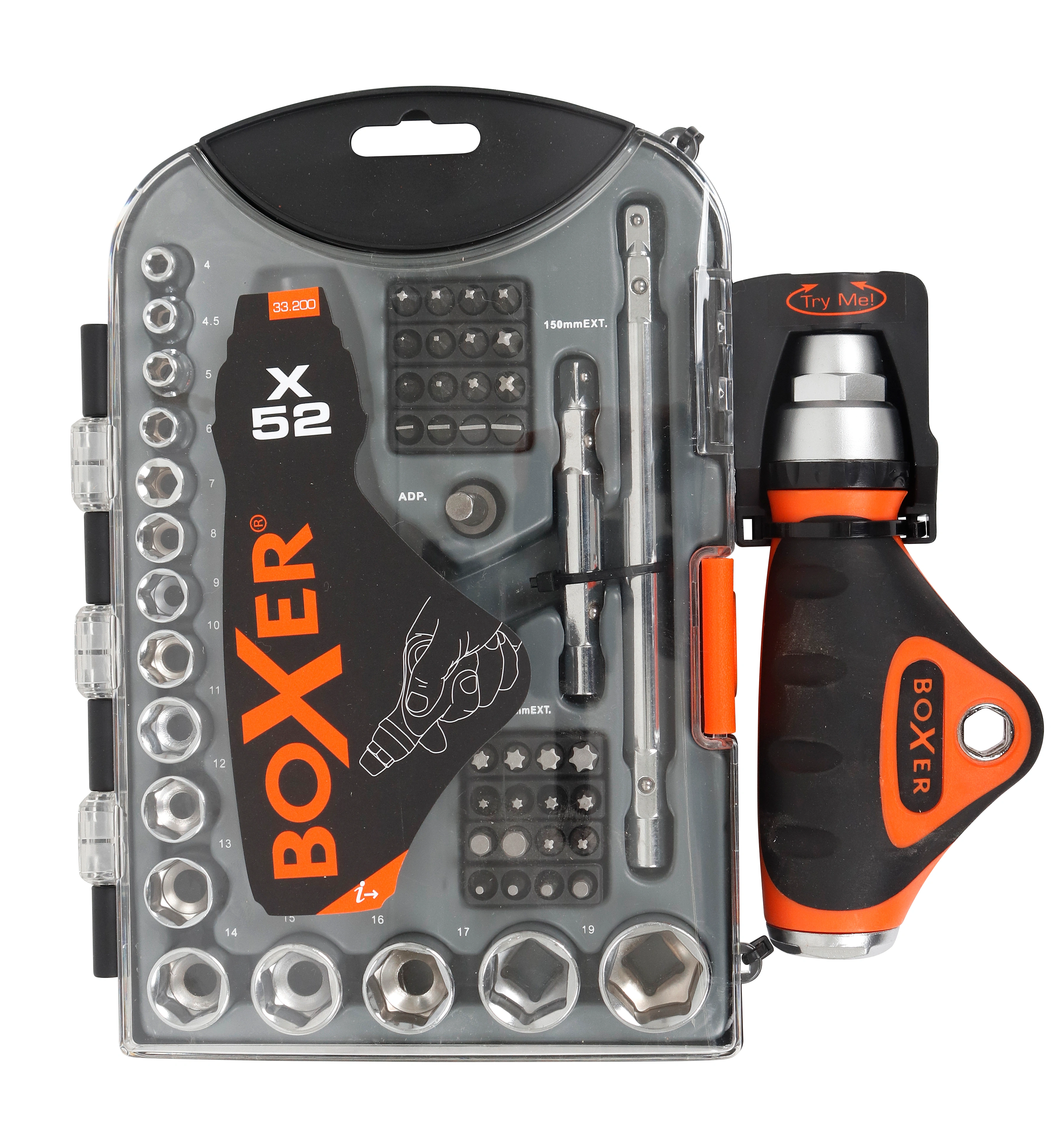 Trusa chei tubulare si biti BoxerÂ®, 52 piese