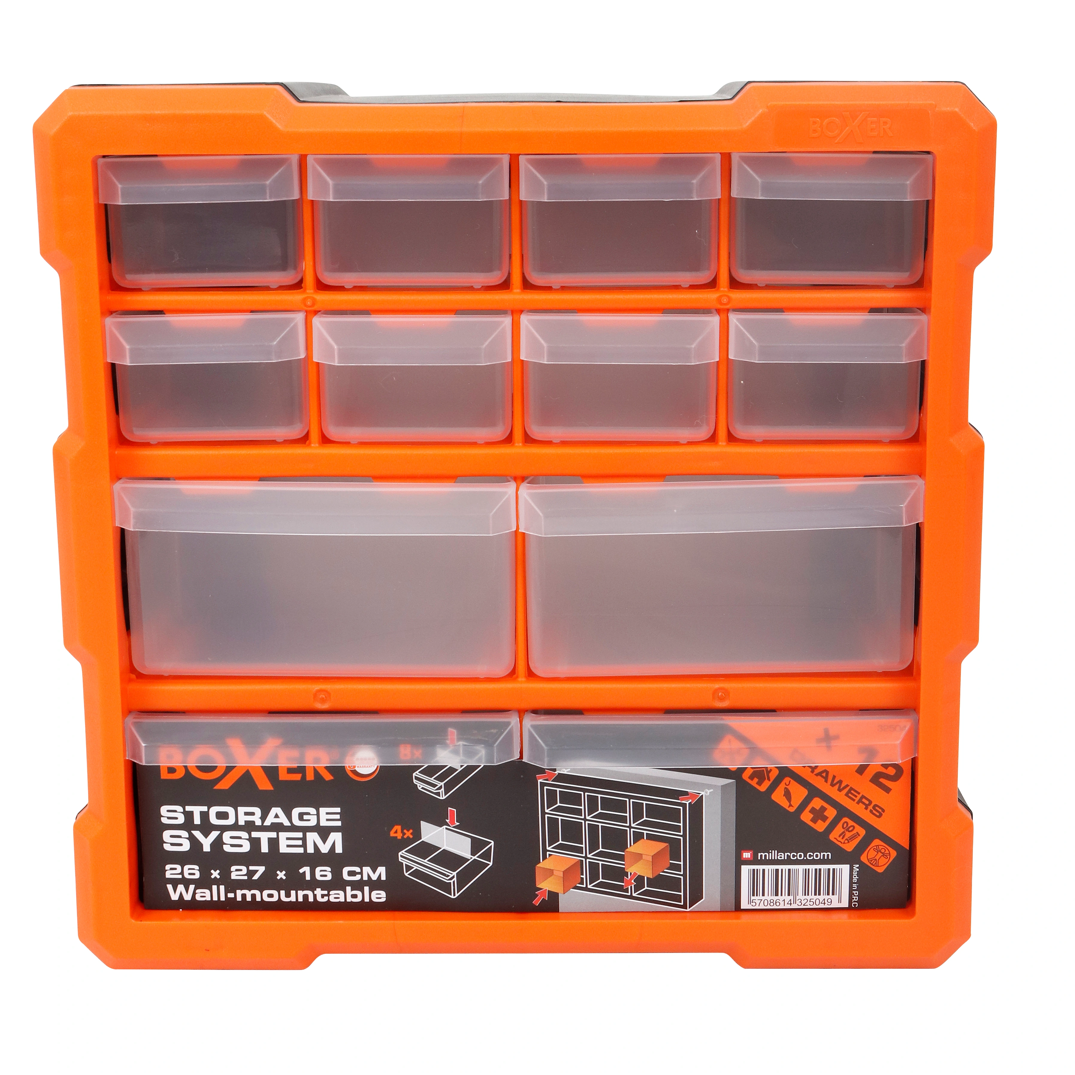 Cutie organizator suruburi si piese mici, 12 sertare depozitare, 26 x 27 x 16 cm