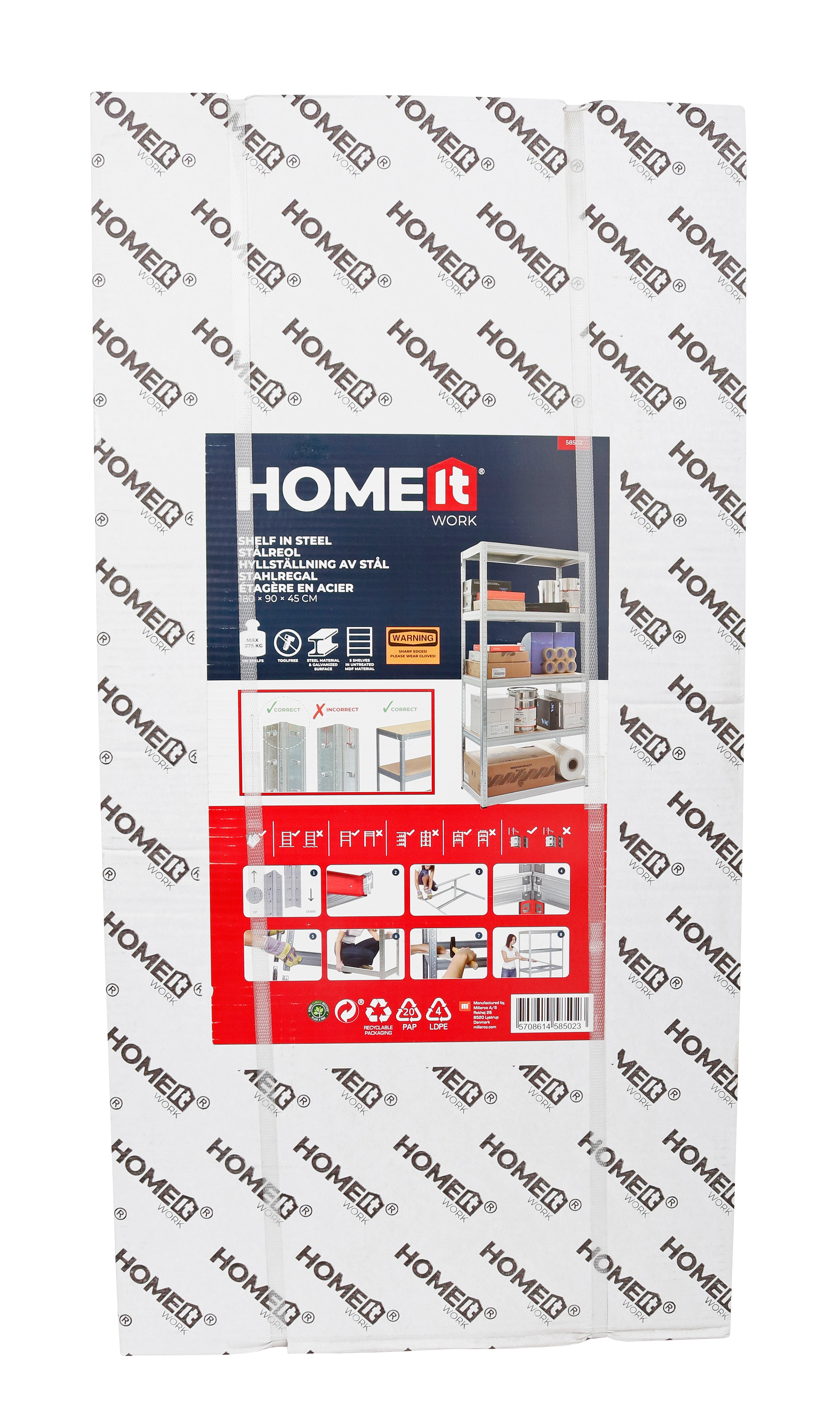 Raft metalic cu 5 polite, 1800Ã900Ã450 mm, galvanizat