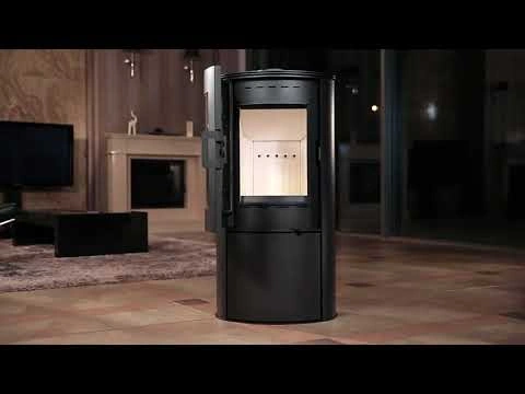 Soba pe lemne model AB 10kw cu sticla semirotunda si interior de samota