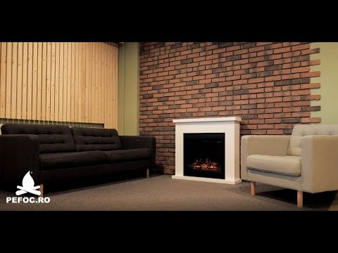 Semineu electric 3D alb modern FOCUS