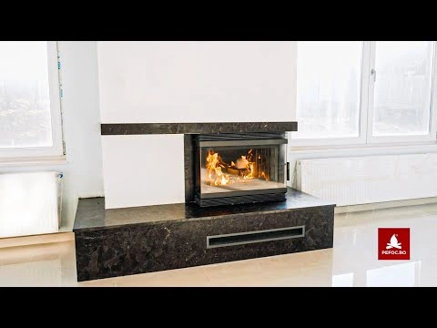 Focar semineu pe lemne BK120 cu vedere pe 3 laturi - Proba ardere!