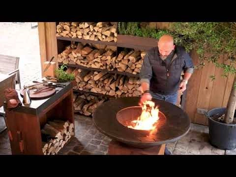 OFYR si primul foc - gratarul pe lemne tip vatra din otel corten, pentru gradina sau terasa