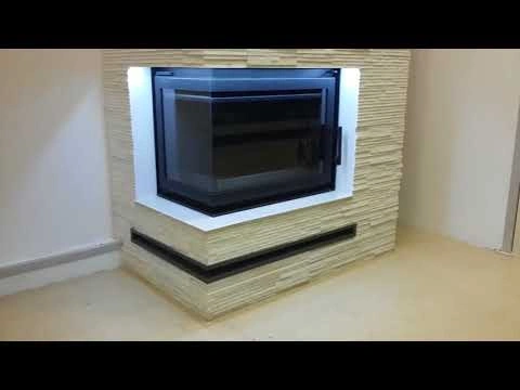 Semineu construit cu focar de fonta 12kw cu sticla laterala