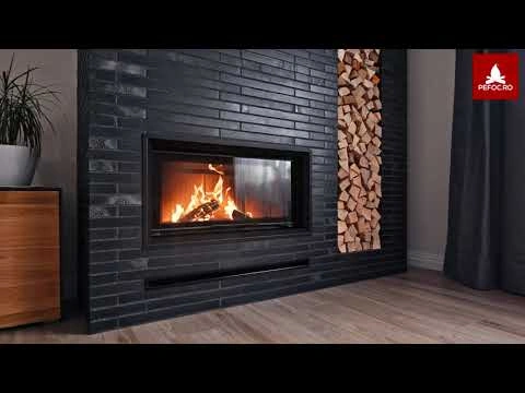 Semineu PRO cu focar N140 - imbracaminte decorativa neagra, deschidere mare si ardere curata