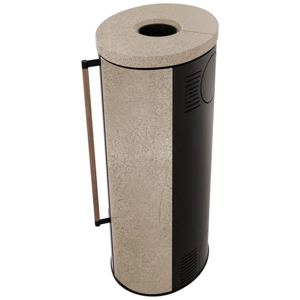Soba Erik 5.5kW Gold Satin - capac beton - maner lemn