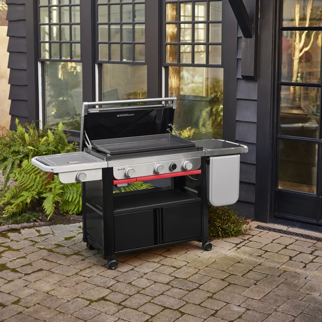 Gratar pe Gaz Premium Weber Slate GPSB 76 cu Masa Extinsa – Design